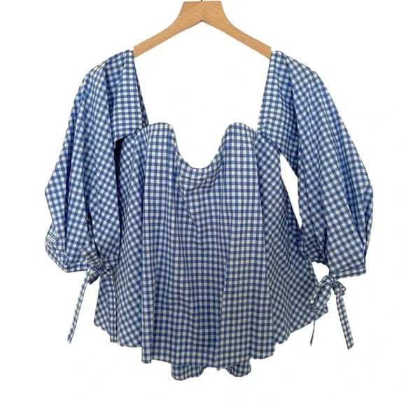 Caroline Constas Gabriella Off The Shoulder
Check Gingham Bustier Top Small - Picture 3 of 11